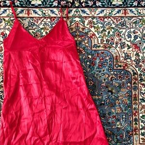 Red, Satin, Slip Dress